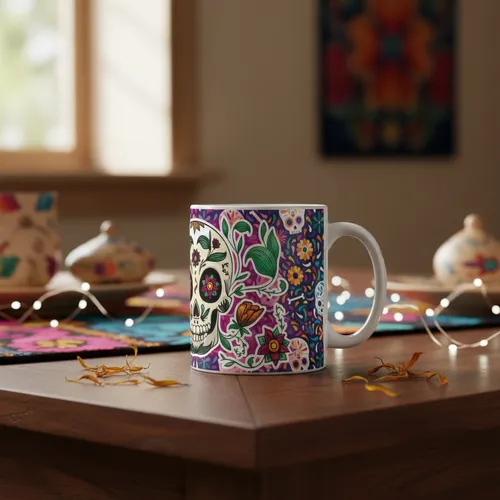 Taza De Calaveras Día De Muertos Ceramica