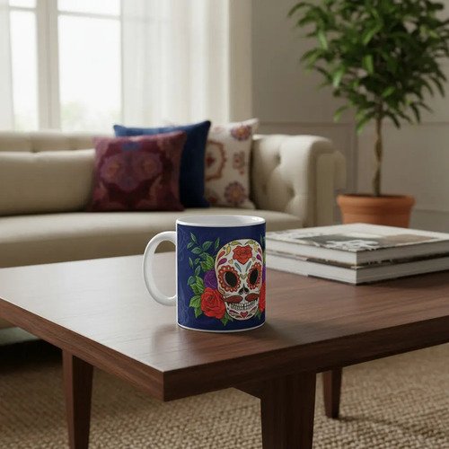 Taza De Calaveras Día De Muertos Ceramica