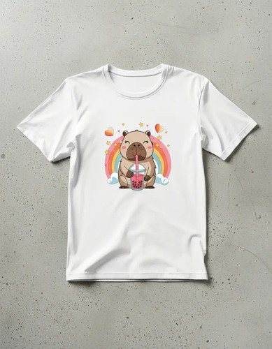 D_971361-MLM94587003586_102025-O.jpg Playera Infantil De Capibara Arcoiris