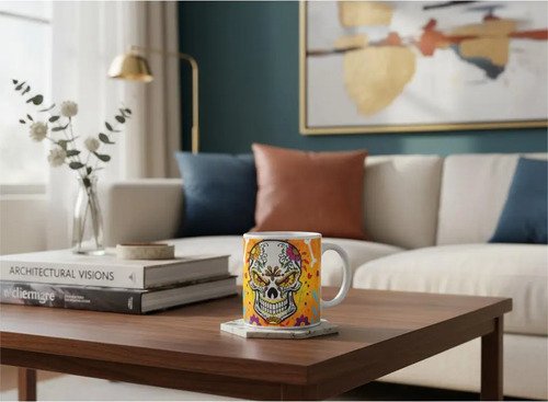 Taza De Calaveras Día De Muertos Ceramica