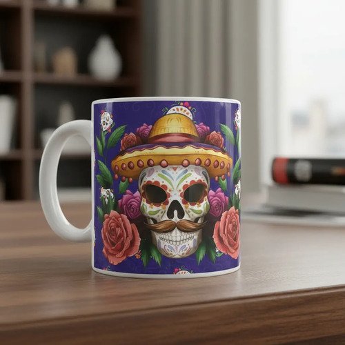 Taza De Calaveras Día De Muertos Ceramica