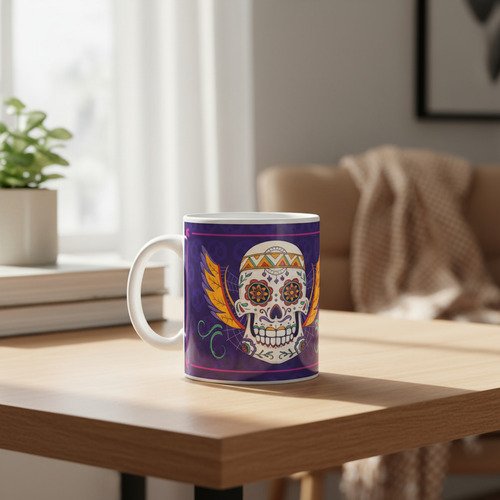 Taza De Calaveras Día De Muertos Ceramica