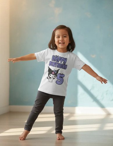 D_990921-MLM93878969258_102025-O.jpg Playera Infantil De Kuromi Happy Birthday