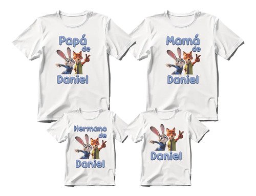 D_603088-MLM110629912141_042026-O.jpg Kit 4 Playeras Zootopia Para Cumpleaños