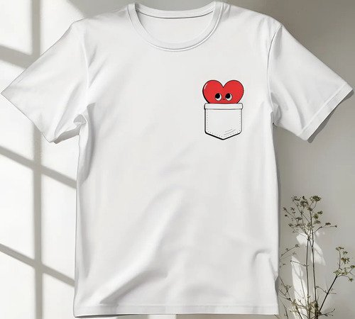 Playera Con Diseño De Corazon En Un Bolsillo