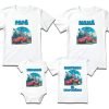 Combo 3 Playeras Y Pañalero Cars Mamá Papá Hermana Y Bebe