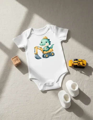 Pañalero Dinosaurio Excavadora Bebé Niño Diseño Constructor