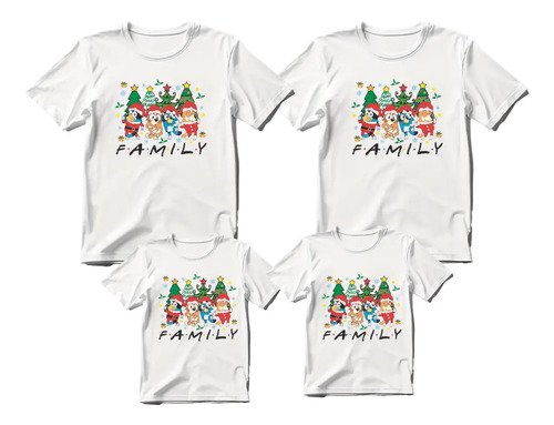Kit De 2 Playeras Unisex + 2 Infantiles Bluey Family Friends