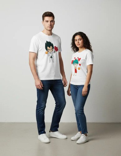 Duo Playeras De Vegeta Y Bulma San Valentin Unisex