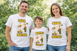 D_655338-MLM109899719585_032026-O.jpg Kit De 3 Playeras Personalizadas De Grúa Para Cumpleaños
