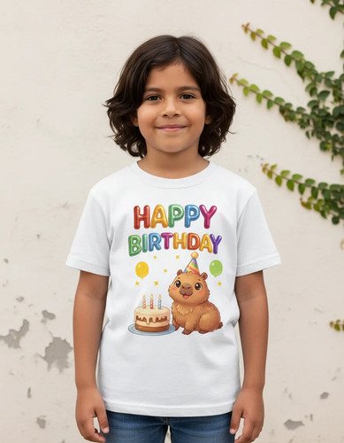 Playera Infantil Capibara Happy Birthday