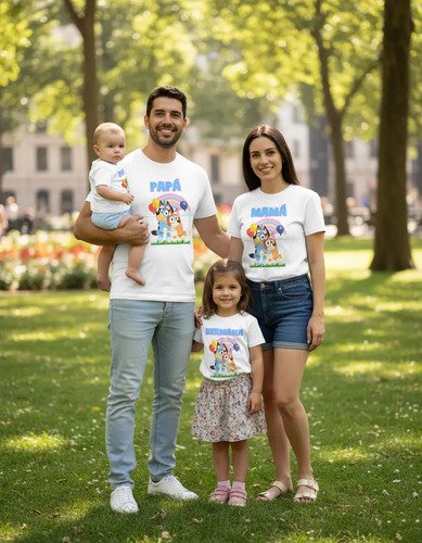 D_658277-MLM94162018127_102025-O.jpg Combo 8 Playeras Y 1 Pañalero Bluey Mamá Papá Hermana Y Bebe