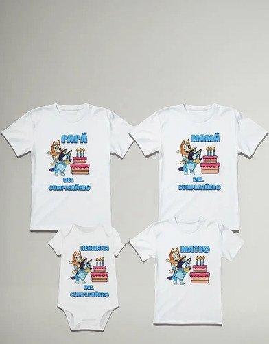 D_661796-MLM94176413771_102025-O.jpg Combo 8 Playeras Y 1 Pañalero Bluey Mamá Papá Hermana Y Bebe