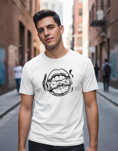 Playera Unisex Labios Y Dólar Imagen Sublime