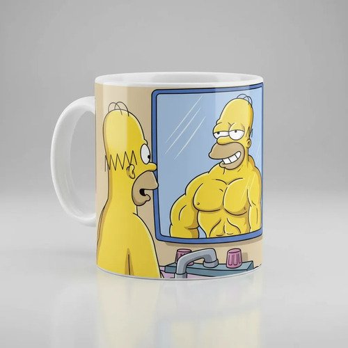 Taza Homero Simpson Mamado En El Espejo Regalo Divertido