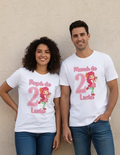 Kit 2 Playeras Rosita Fresita Cumpleaños Personalizadas