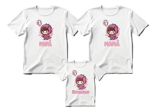 Kit Familiar De 3 Playeras De Dinosaurio Para Cumpleaños