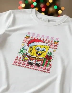D_694930-MLM98572613909_112025-O.webp Playera Unisex De Navidad Bob Esponja