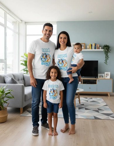 D_695447-MLM94175835653_102025-O.jpg Combo 8 Playeras Y 1 Pañalero Bluey Mamá Papá Hermana Y Bebe