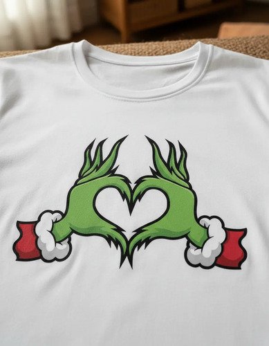 Playera Infantil Grinch Corazon Navidad