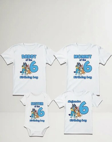 D_702677-MLM93755198360_102025-O.jpg Combo 8 Playeras Y 1 Pañalero Bluey Mamá Papá Hermana Y Bebe