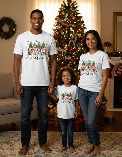 Kit De 2 Playeras Unisex + 1 Infantil Bluey Family Friends