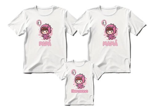 D_710520-MLM104555083514_012026-O.jpg Kit Familiar 3 Playeras Cumpleaños Dinosaurio Personalizado
