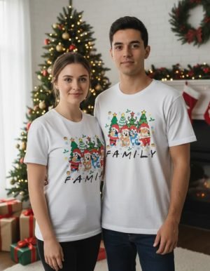 Combo 2 Playeras Unisex + 2 Playeras Infantiles Bluey Family