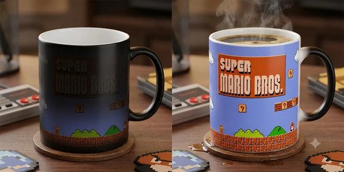 Taza Mágica Super Mario Bros Cambia De Color 11 Oz Cerámica