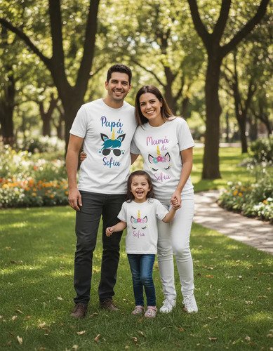 Kit Familiar 3 Playeras Personalizadas Unicornio