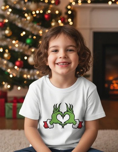 Playera Infantil Grinch Corazon Navidad
