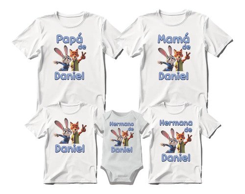 D_742257-MLM109742478360_042026-O.jpg Kit 4 Playeras + Pañalero Zootopia Para Cumpleaños