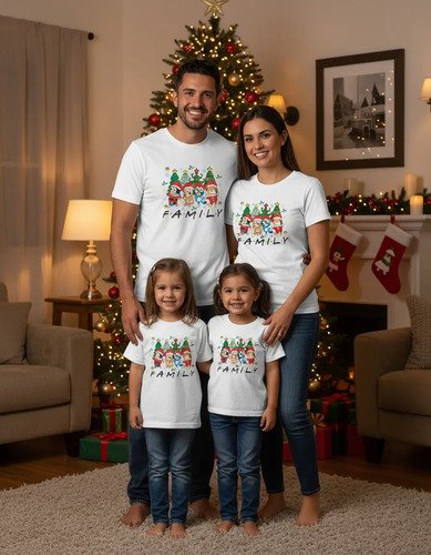 Kit De 2 Playeras Unisex + 2 Infantiles Bluey Family Friends