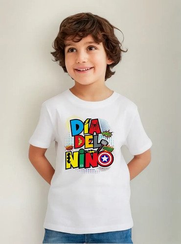 Playera Dia Del Niño Super Heroes Infantil Imagen Sublime