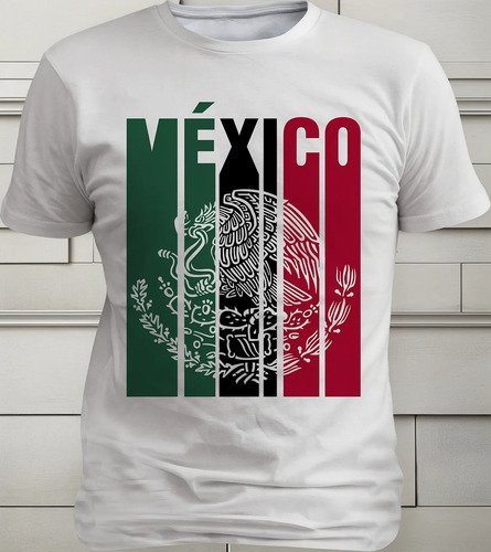 D_754377-MLM85411477651_052025-O.jpg Playera Con Bandera De México Para Dama O Caballero