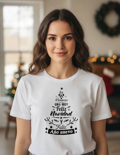 D_763667-MLM93957328758_102025-O.jpg Playera Arbol Feliz Navidad Y Feliz Año Nuevo