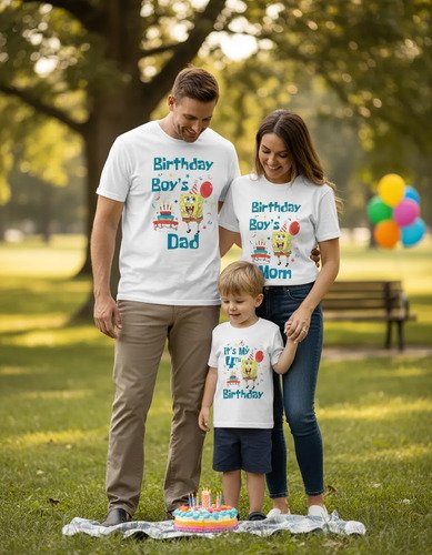 Kit 3 Playeras Familiares Cumpleaños Bob Esponja