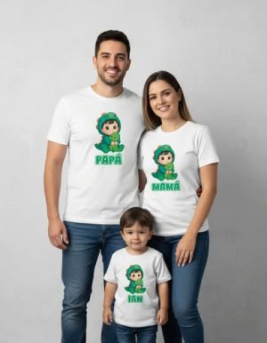 D_766443-MLM104555500772_012026-O.jpg Kit Familiar 3 Playeras Cumpleaños Dinosaurio Personalizado