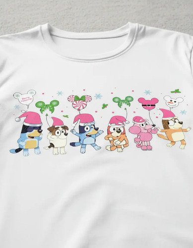 Playera Bluey Y Sus Amigos Navidad