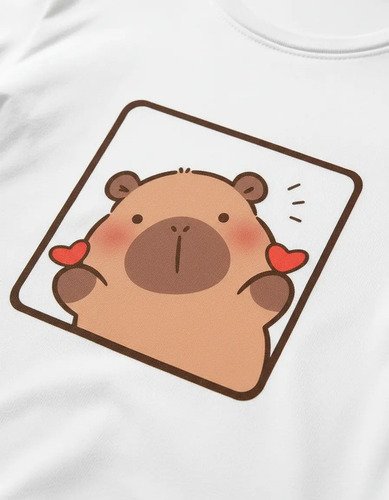 D_779994-MLM93153593225_092025-O.jpg Playera Infantil Capibara Corazones