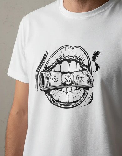 Playera Unisex Labios Y Dólar Imagen Sublime