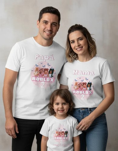 Kit Familiar De 3 Playeras Para Cumpleaños De Roblox