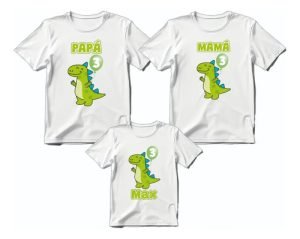 D_810196-MLM83575219627_042025-O.jpg Kit De 3 Playeras De Dinosaurio Para Cumpleaños
