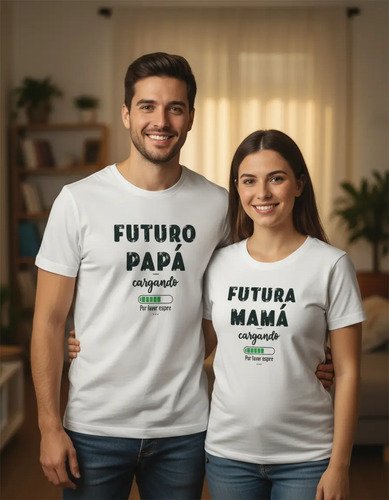 D_812771-MLM94092172589_102025-O.jpg Kit 2 Playeras Anunciar Embarazo Futura Mamá Papá Cargando