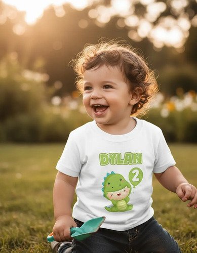 Kit Familiar 3 Playeras Personalizadas Cumpleaños Dinosaurio