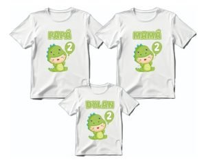 D_819747-MLM83578045859_042025-O.jpg Kit Familiar 3 Playeras Personalizadas Cumpleaños Dinosaurio