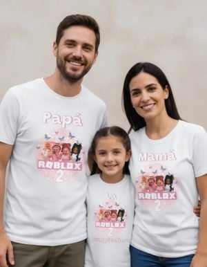 D_827465-MLM93623111266_102025-O.jpg Kit Familiar De 3 Playeras Para Cumpleaños De Roblox