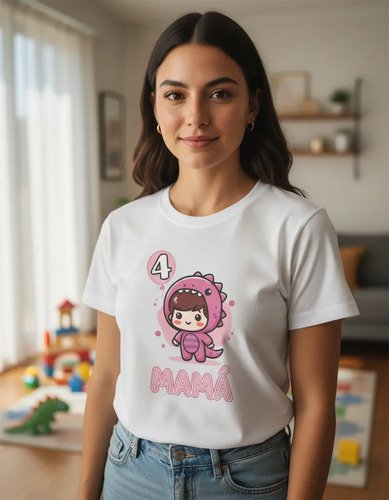 D_831079-MLM105115862393_012026-O.jpg Kit Familiar 3 Playeras Cumpleaños Dinosaurio Personalizado