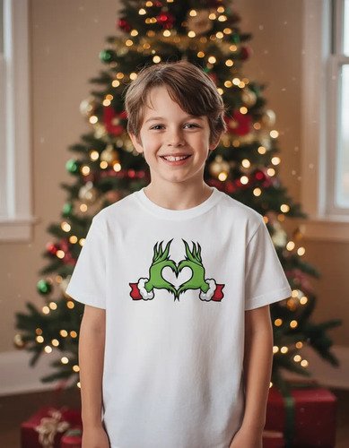 Playera Infantil Grinch Corazon Navidad