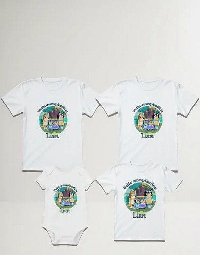 D_854214-MLM94178143621_102025-O.jpg Combo 8 Playeras Y 1 Pañalero Bluey Mamá Papá Hermana Y Bebe